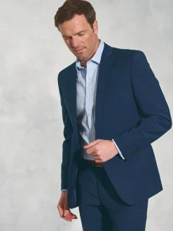 Brook Taverner Tailored Fit Wool Mix Washable Suit Jacket Blue Outlet