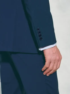 Brook Taverner Tailored Fit Wool Mix Washable Suit Jacket Blue Outlet