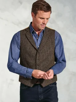 Brook Taverner Brown Harris Tweed Herringbone Waistcoat