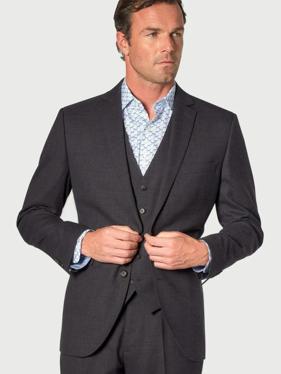 Brook Taverner Wool Blend Suit Jacket Grey