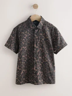 Next Brown Animal Print Short Sleeve Printed Shirt (3-16yrs) New