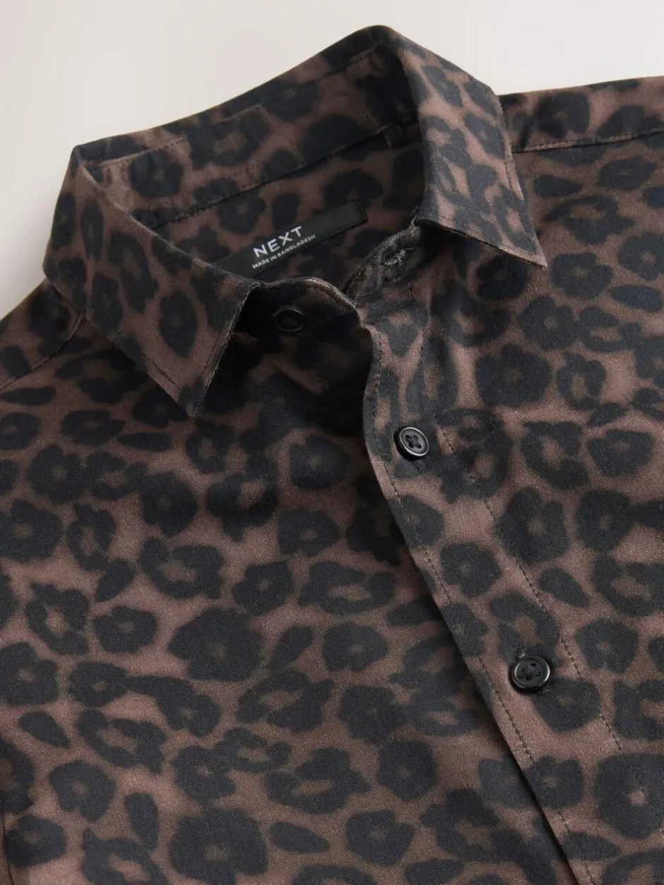 Next Brown Animal Print Short Sleeve Printed Shirt (3-16yrs) New