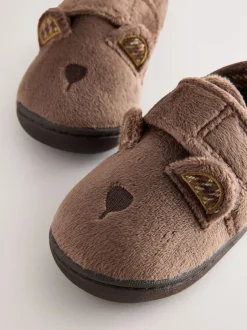 Next Brown Bear Warm Lined Cupsole Slippers Online