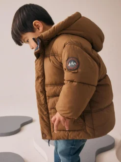 Next Borg Lined Padded Shower Resistant Coat (3mths-7yrs) Brown