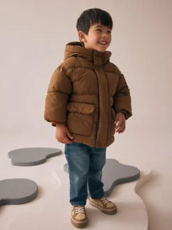 Next Borg Lined Padded Shower Resistant Coat (3mths-7yrs) Brown