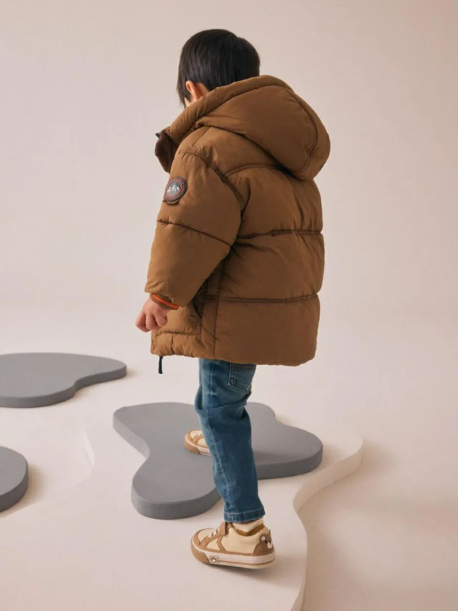 Next Borg Lined Padded Shower Resistant Coat (3mths-7yrs) Brown