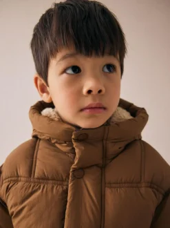 Next Borg Lined Padded Shower Resistant Coat (3mths-7yrs) Brown