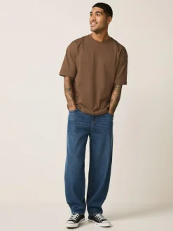 Next Brown Chocolate Relaxed Fit Heavyweight T-Shirt Outlet