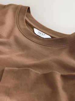 Next Brown Chocolate Relaxed Fit Heavyweight T-Shirt Outlet