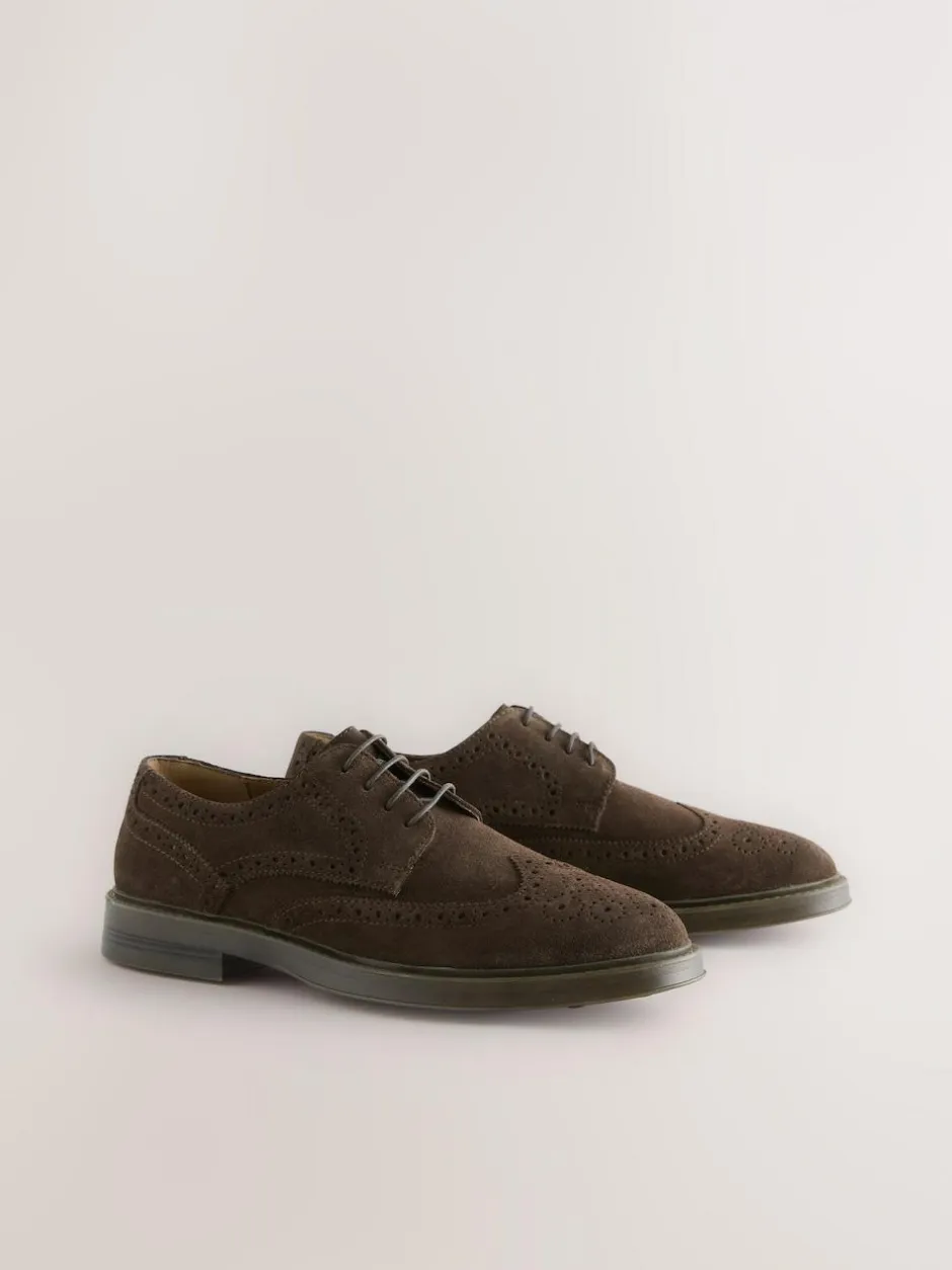 Next Brown Chunky Suede Brogue Shoes Best