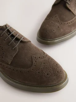Next Brown Chunky Suede Brogue Shoes Best