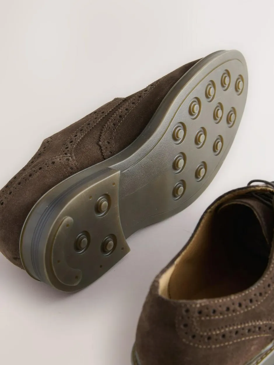 Next Brown Chunky Suede Brogue Shoes Best