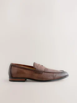 Next Embossed Leather Loafers Brown Hot