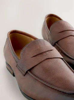 Next Embossed Leather Loafers Brown Hot
