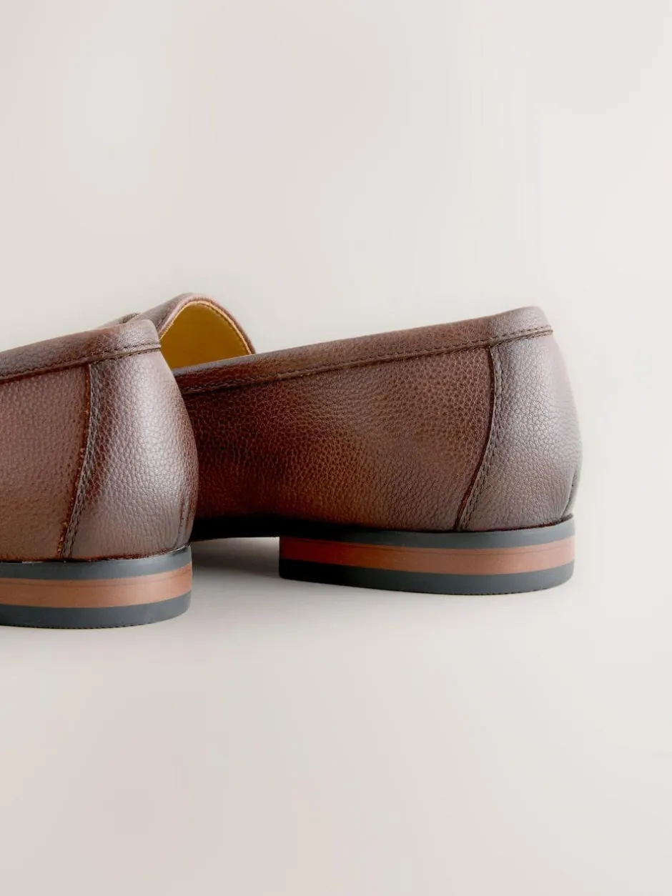 Next Embossed Leather Loafers Brown Hot