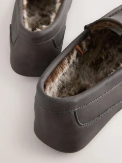 Next Faux Fur Lined Moccasin Slippers Brown Outlet