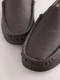 Next Faux Fur Lined Moccasin Slippers Brown Outlet