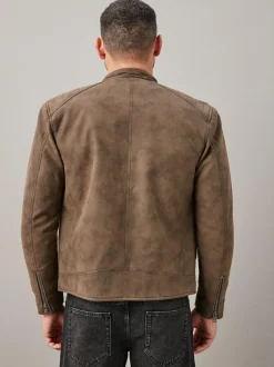 Next Faux Leather Biker Jacket Brown Discount
