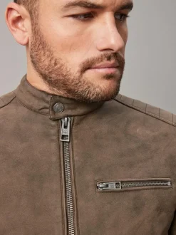 Next Faux Leather Biker Jacket Brown Discount