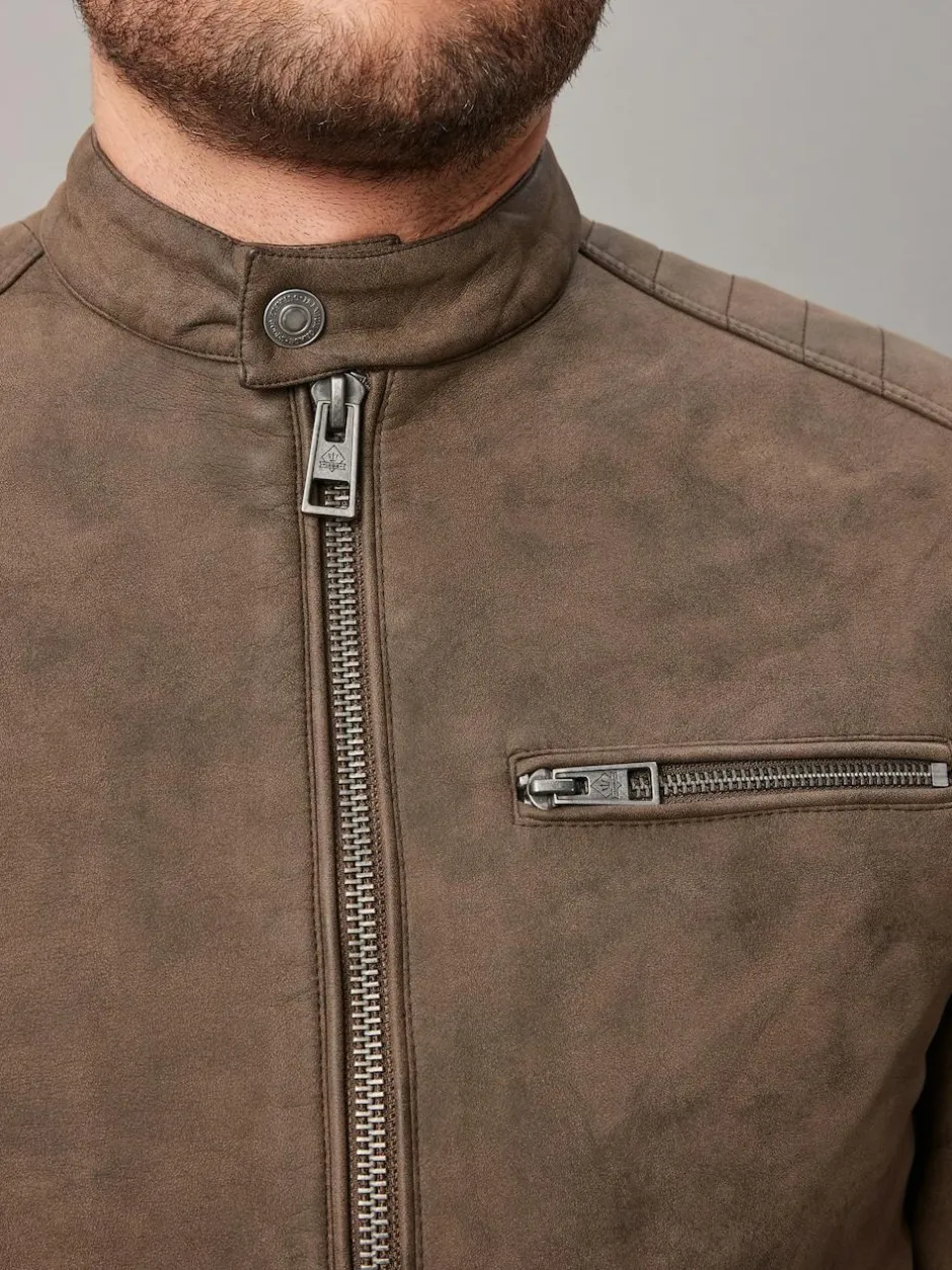 Next Faux Leather Biker Jacket Brown Discount