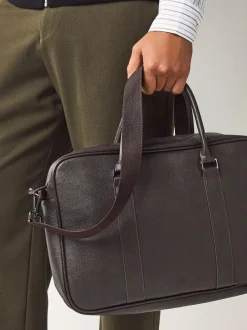 Next Faux Leather Briefcase Brown Sale