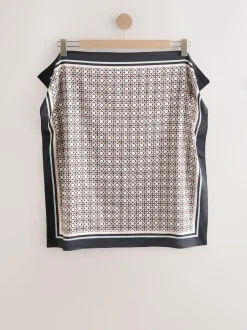 Next Brown Geometric Print Satin Square Scarf Hot