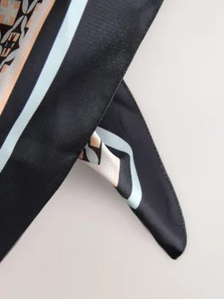 Next Brown Geometric Print Satin Square Scarf Hot