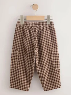 Next Brown Gingham Corduroy Wide Leg Trousers (3mths-7yrs) New