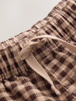 Next Brown Gingham Corduroy Wide Leg Trousers (3mths-7yrs) New