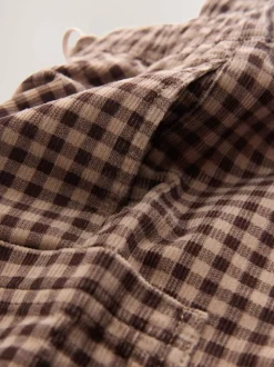Next Brown Gingham Corduroy Wide Leg Trousers (3mths-7yrs) New