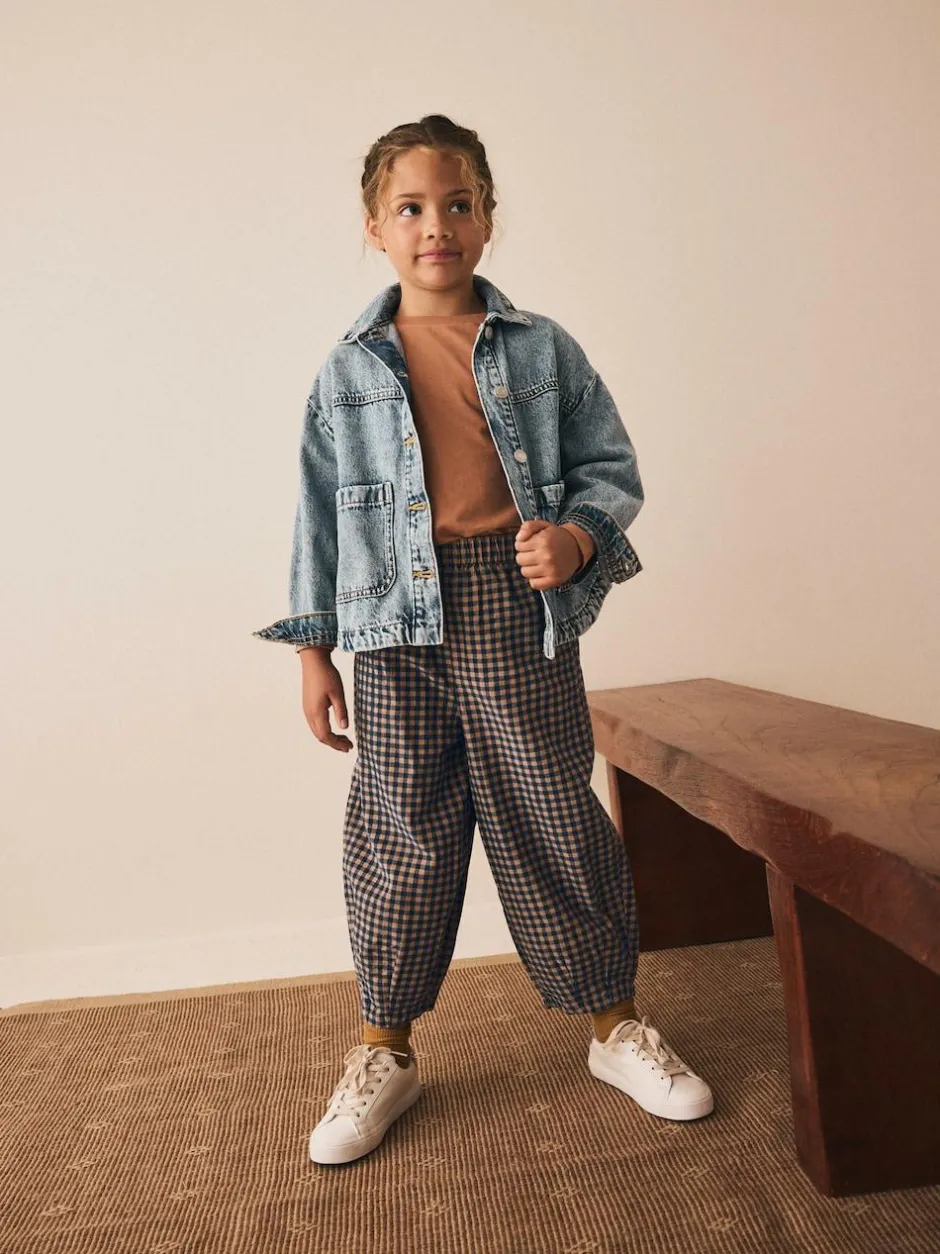 Next Brown Gingham Pullon Cord Trousers (3-16yrs) New