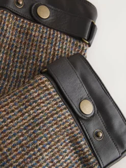 Next Harris Tweed And Leather Gloves Brown Sale