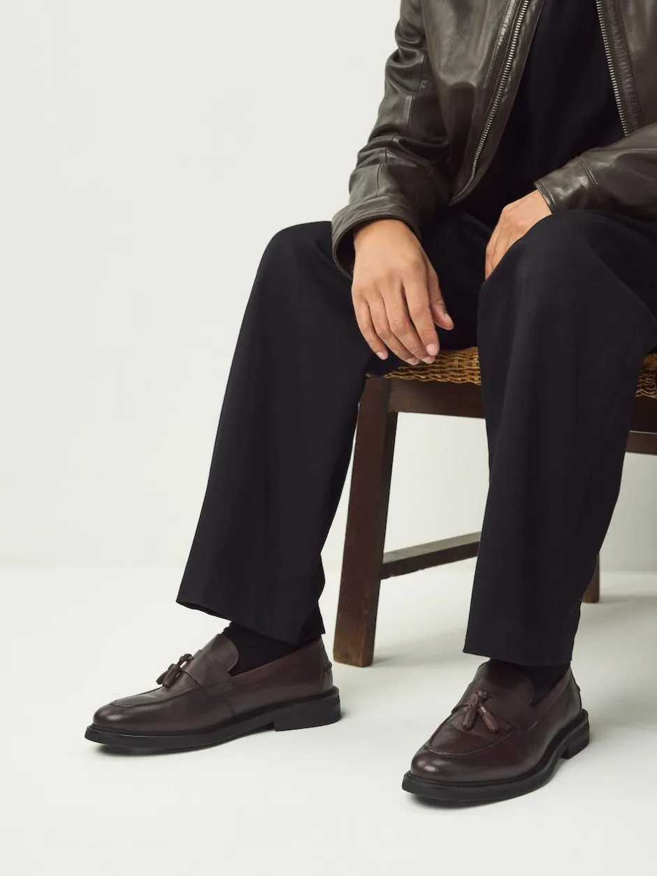 Next Leather Tassel Loafers Brown New