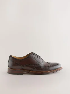 Next Oxford Wingcap Leather Shoes Brown Clearance