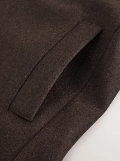 Next Regular Fit Epsom Overcoat with Wool Brown New
