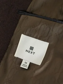 Next Regular Fit Epsom Overcoat with Wool Brown New