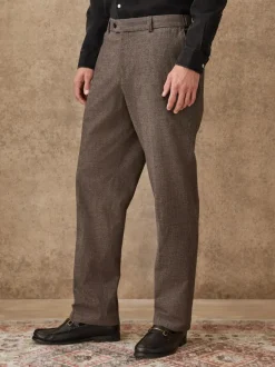 Next Regular Fit Smart Brushed Cotton Textured Trousers Brown Best