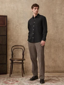 Next Regular Fit Smart Brushed Cotton Textured Trousers Brown Best