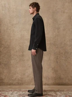 Next Regular Fit Smart Brushed Cotton Textured Trousers Brown Best
