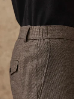 Next Regular Fit Smart Brushed Cotton Textured Trousers Brown Best