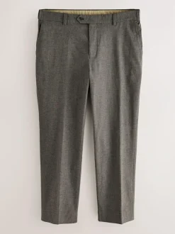 Next Regular Fit Smart Brushed Cotton Textured Trousers Brown Best