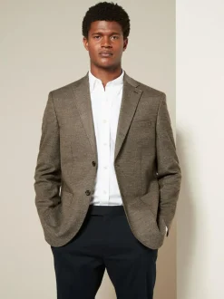 Next Regular Fit Textured Smart Blazer Brown