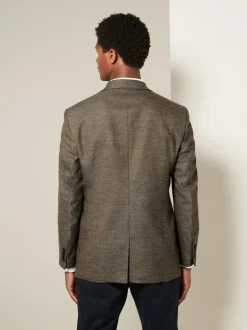 Next Regular Fit Textured Smart Blazer Brown
