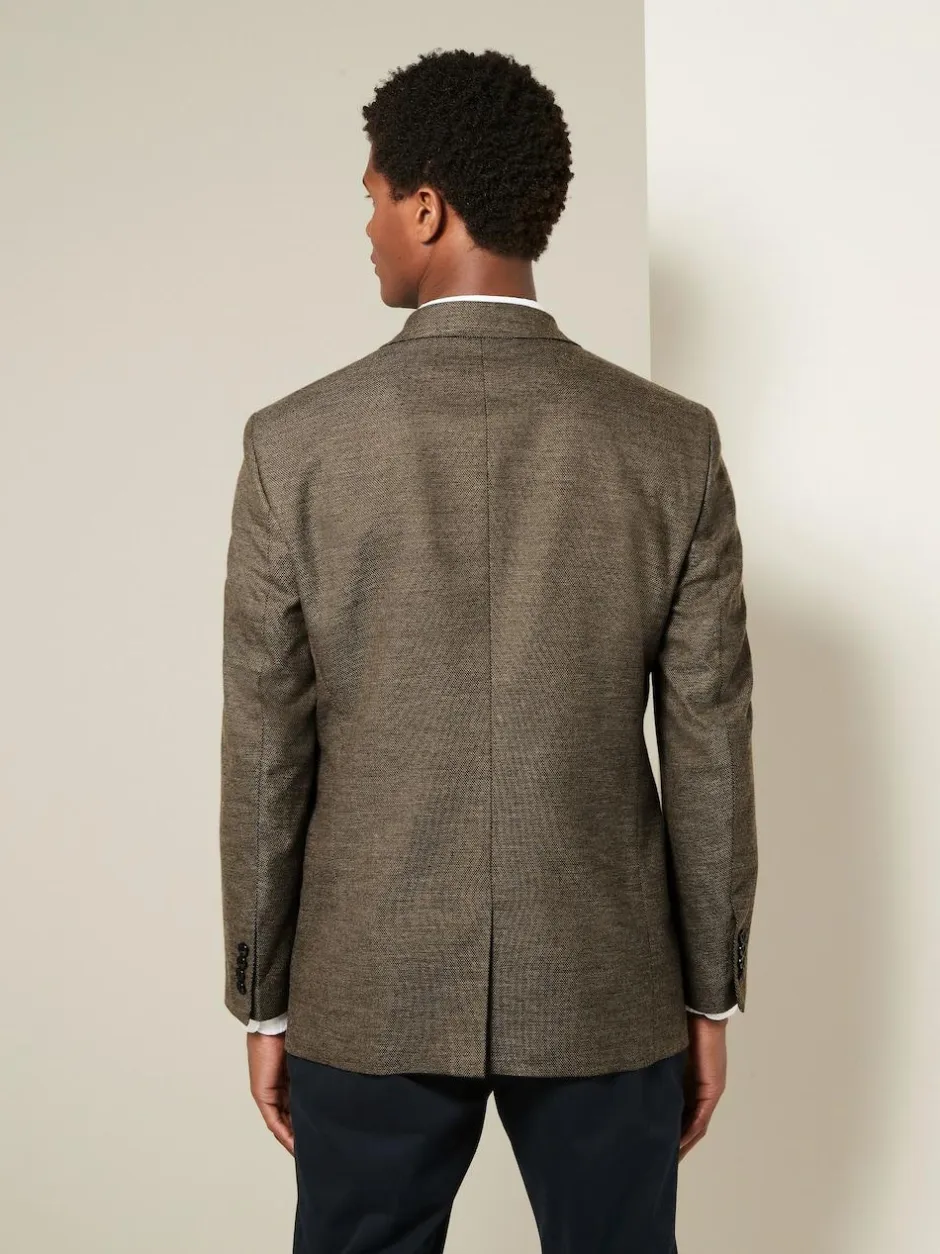 Next Regular Fit Textured Smart Blazer Brown