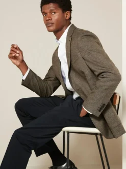 Next Regular Fit Textured Smart Blazer Brown
