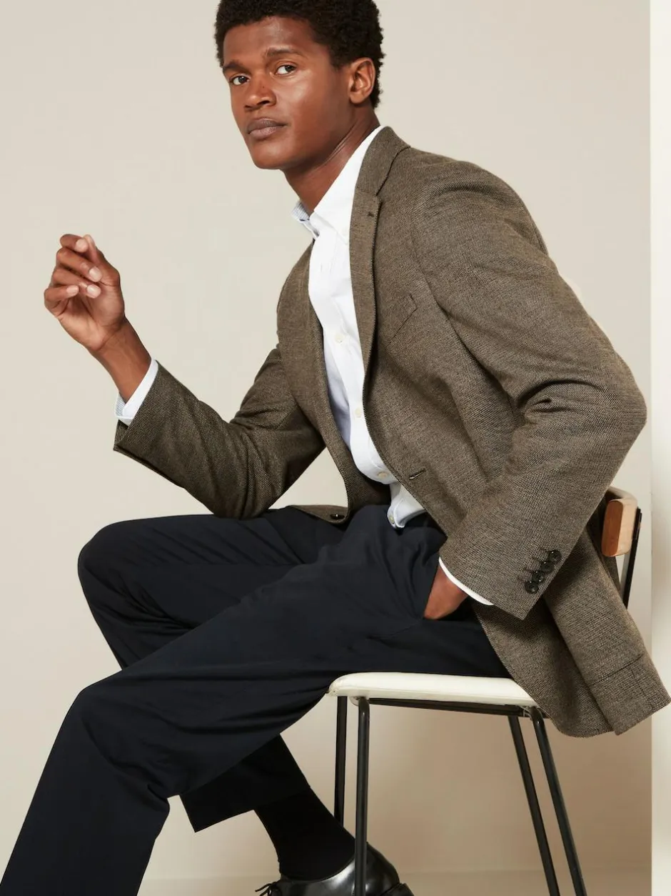 Next Regular Fit Textured Smart Blazer Brown