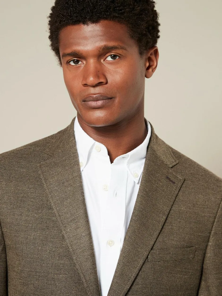 Next Regular Fit Textured Smart Blazer Brown