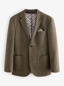 Next Regular Fit Textured Smart Blazer Brown