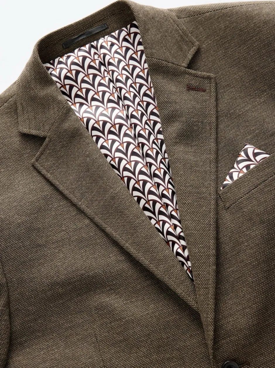 Next Regular Fit Textured Smart Blazer Brown