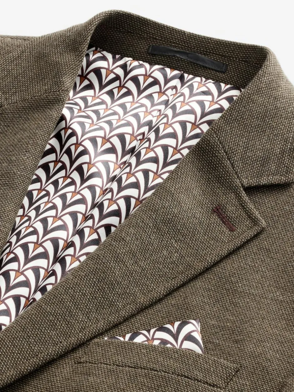 Next Regular Fit Textured Smart Blazer Brown